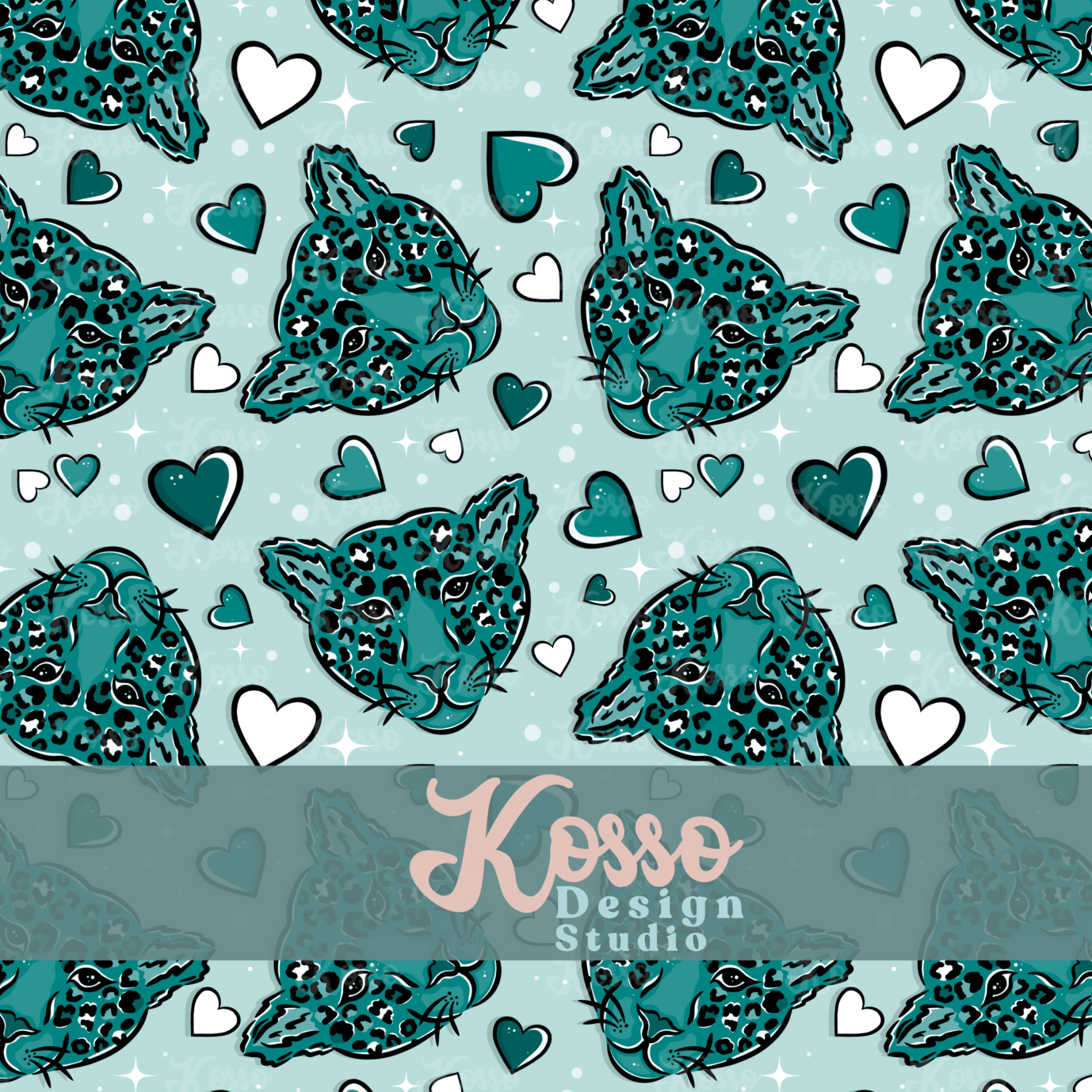 Love Leopard Valentines- Non exclusive - Seamless Design (multiple colours)