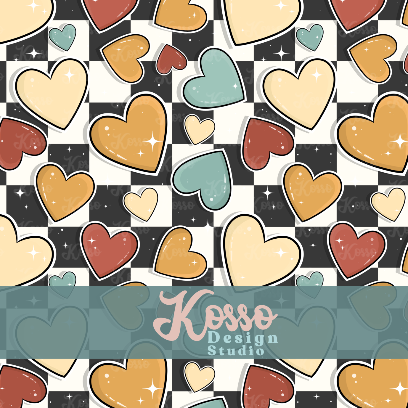 Valentine Hearts- Non exclusive seamless design (multiple colours)