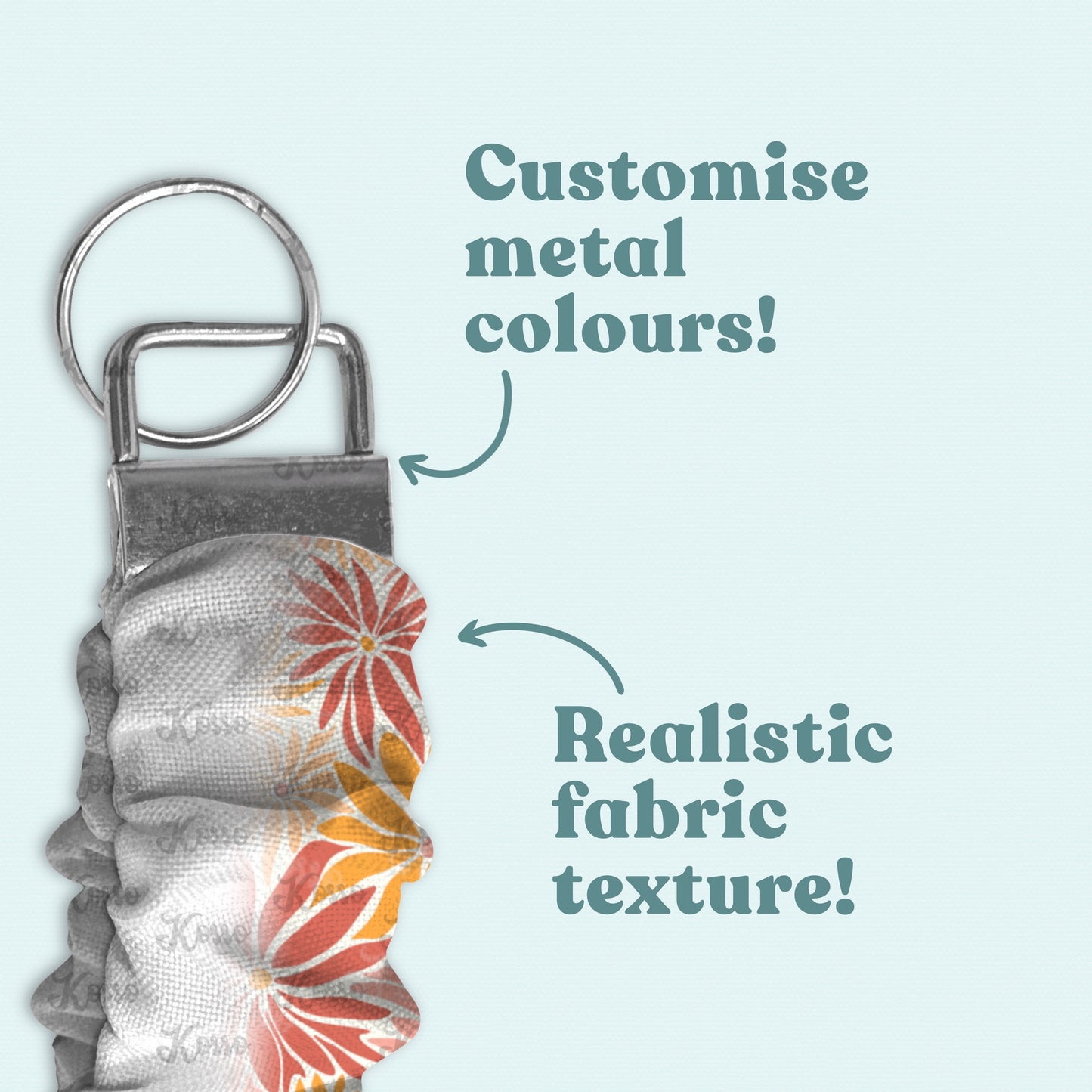 Fabric Ruched key fob chain mock up