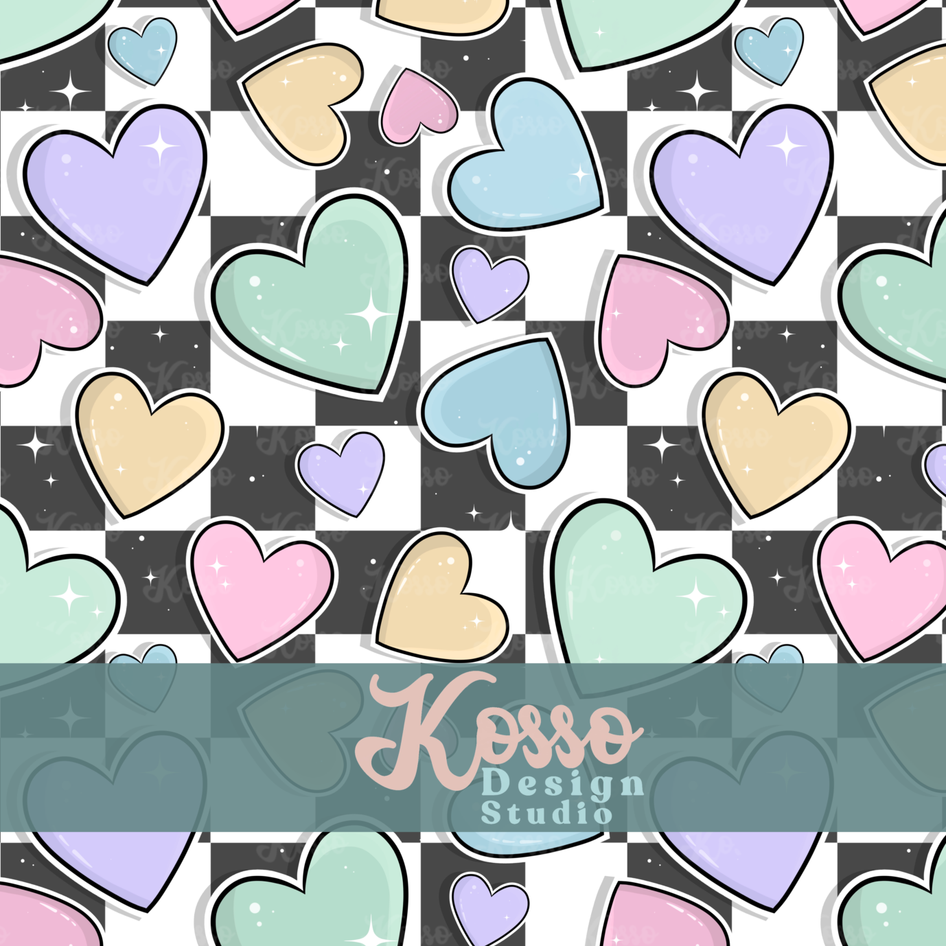 Valentine Hearts- Non exclusive seamless design (multiple colours)