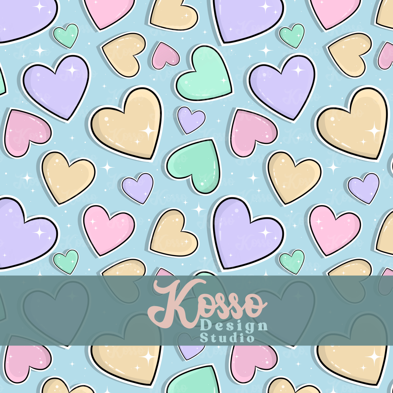 Valentine Hearts- Non exclusive seamless design (multiple colours)