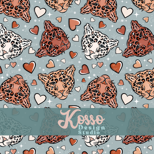 Love Leopard Valentines- Non exclusive - Seamless Design (multiple colours)