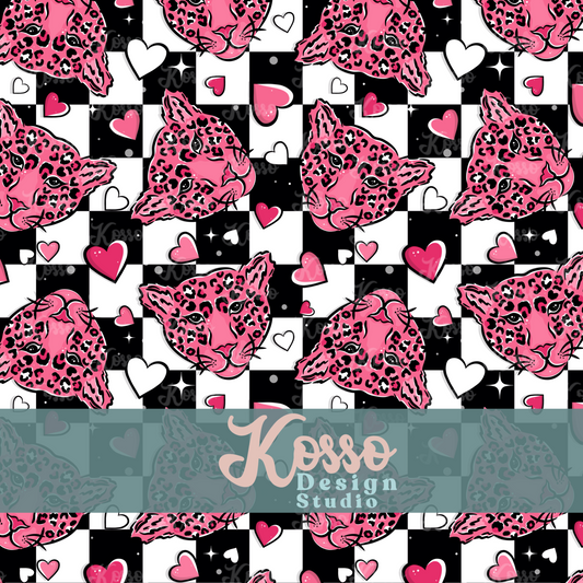 Love Leopard Valentines- Non exclusive - Seamless Design (multiple colours)