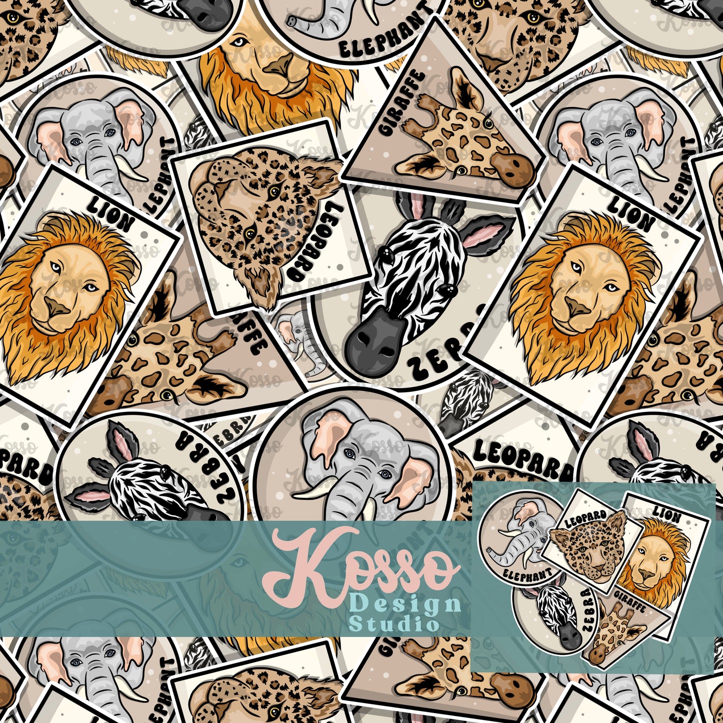 Jungle Animal Stickers - Limited Exclusive- Seamless Design (10 available)