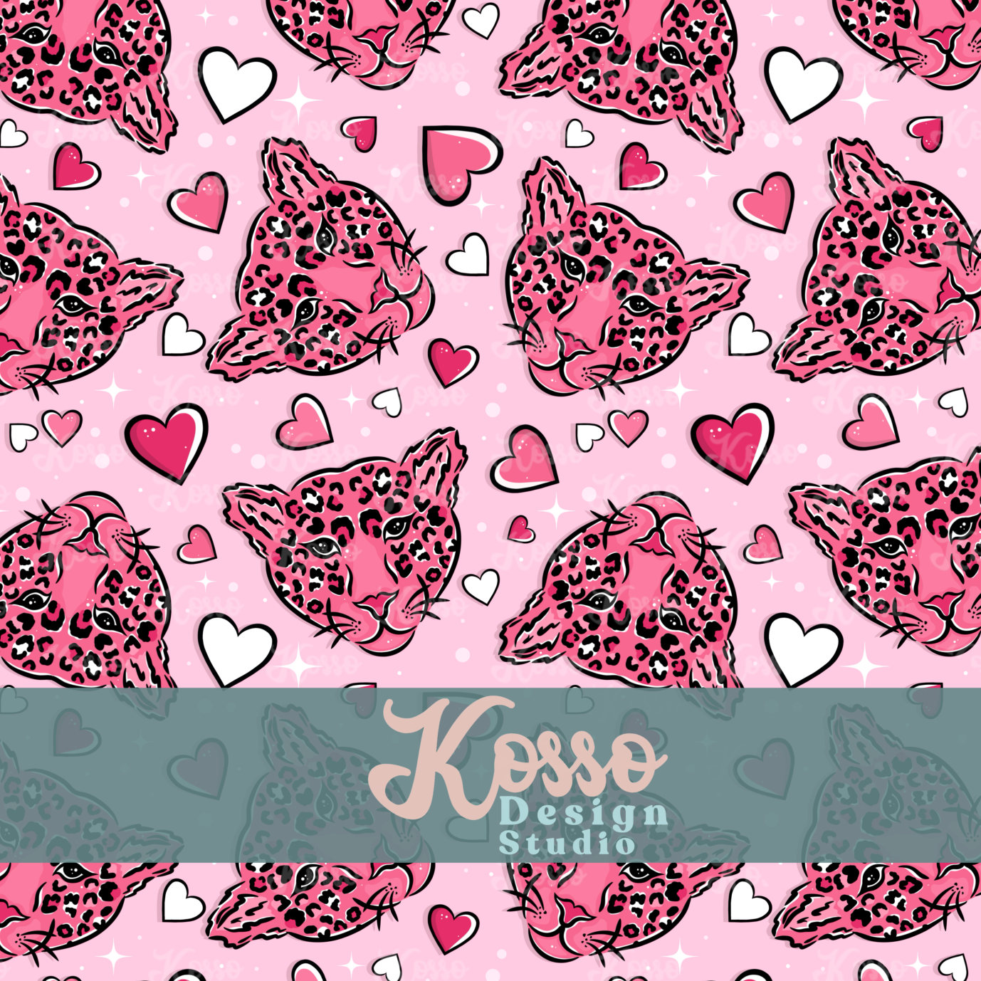 Love Leopard Valentines- Non exclusive - Seamless Design (multiple colours)