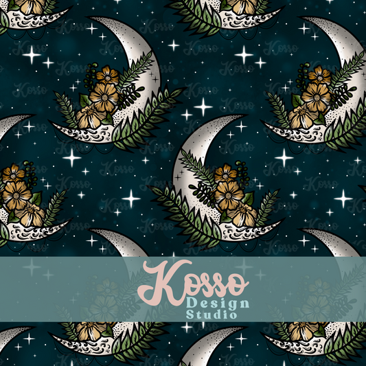 Celestial moon floral - Non exclusive seamless design