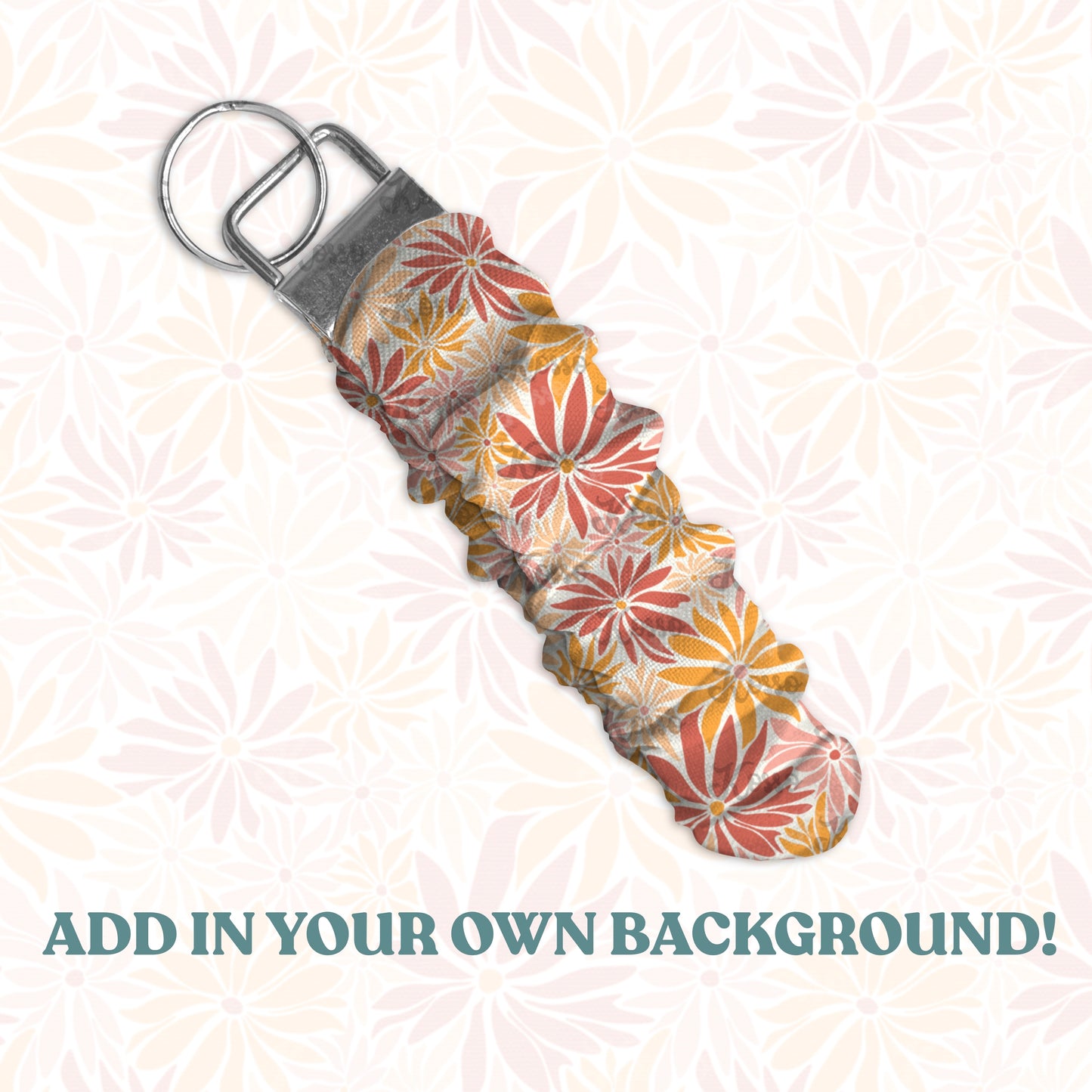 Fabric Ruched key fob chain mock up