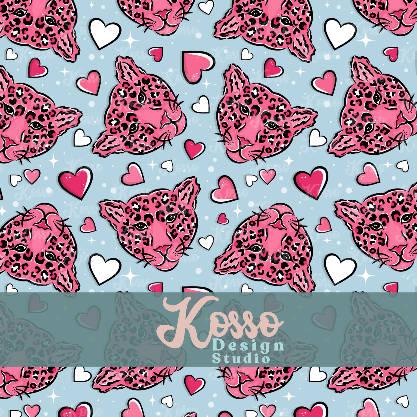 Love Leopard Valentines- Non exclusive - Seamless Design (multiple colours)