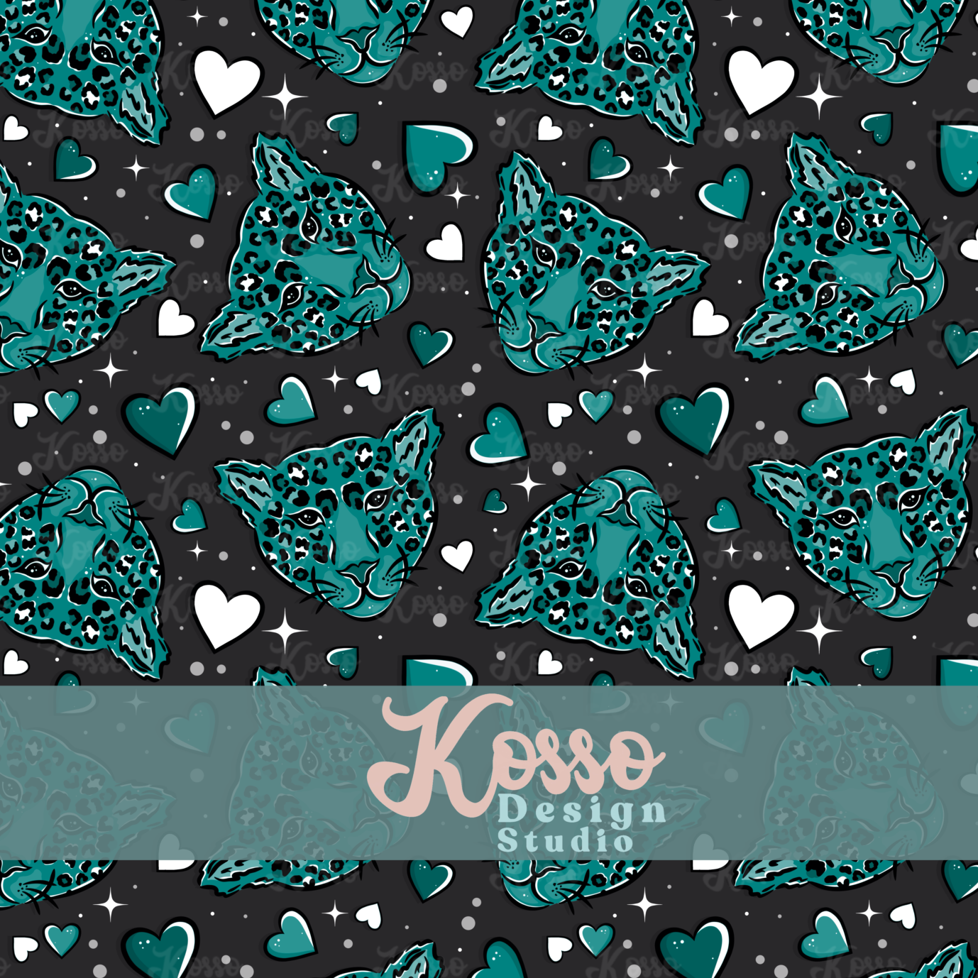 Love Leopard Valentines- Non exclusive - Seamless Design (multiple colours)