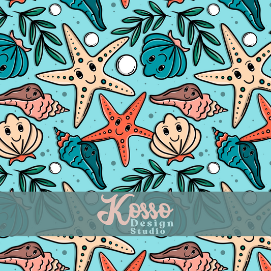 Star Fish Shells - Non exclusive - Seamless Design