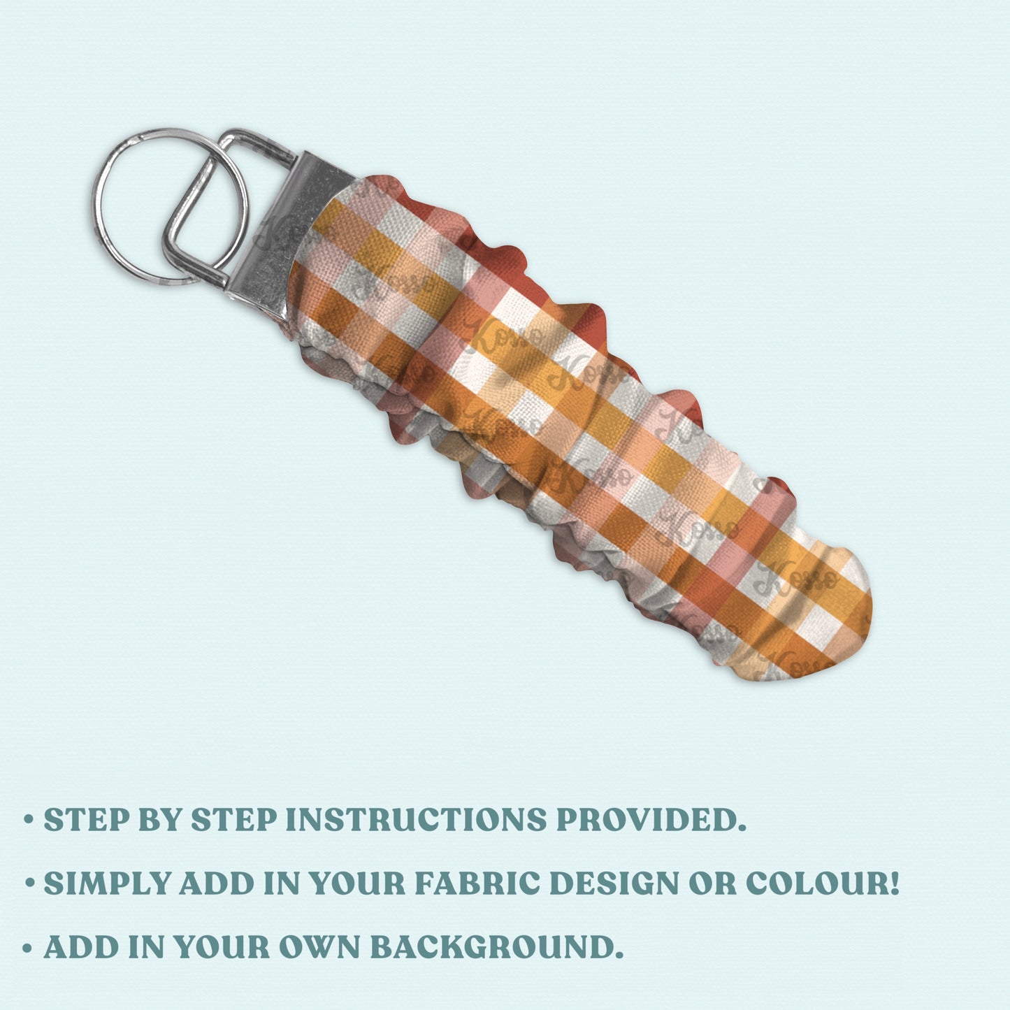 Fabric Ruched key fob chain mock up