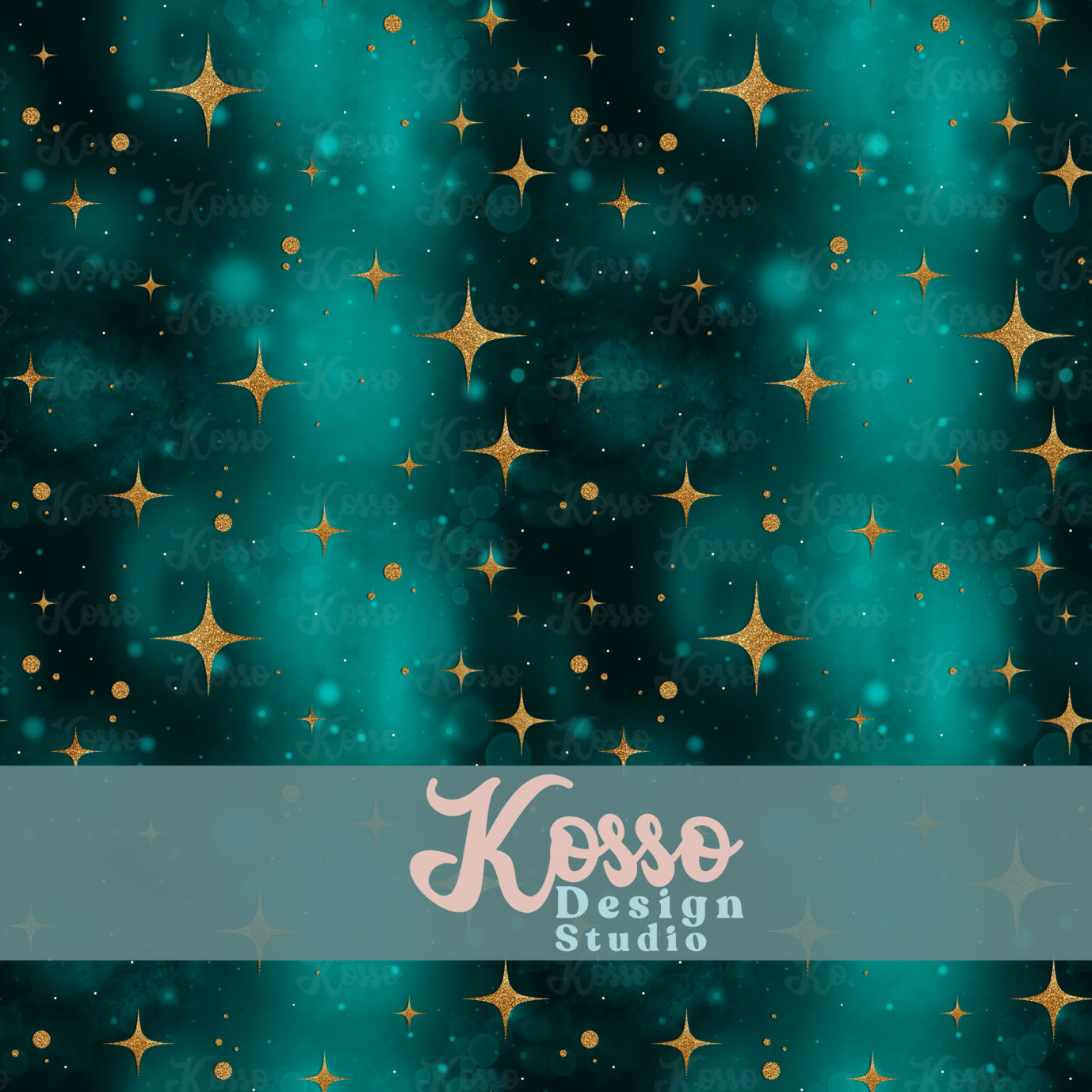 Teal & Gold Sparkle - Non exclusive - Seamless Design