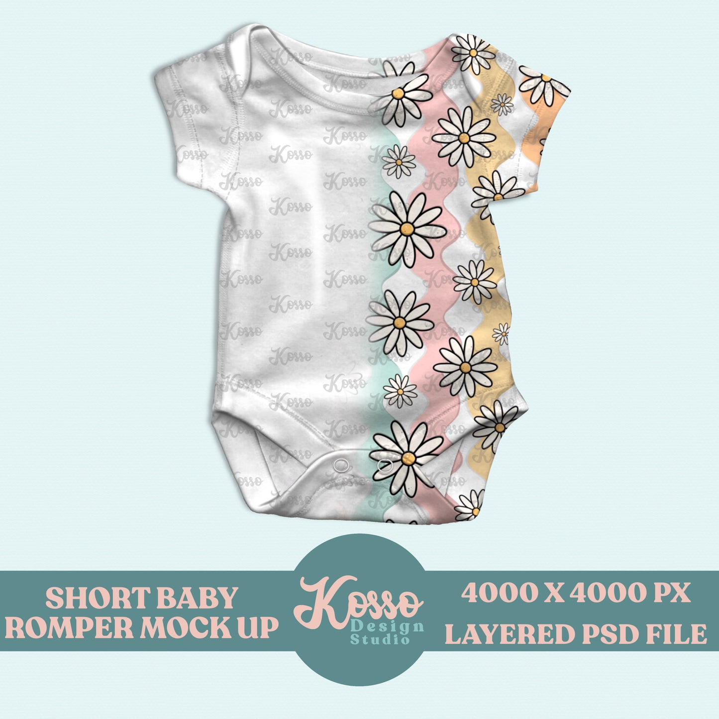 Short baby romper mock up