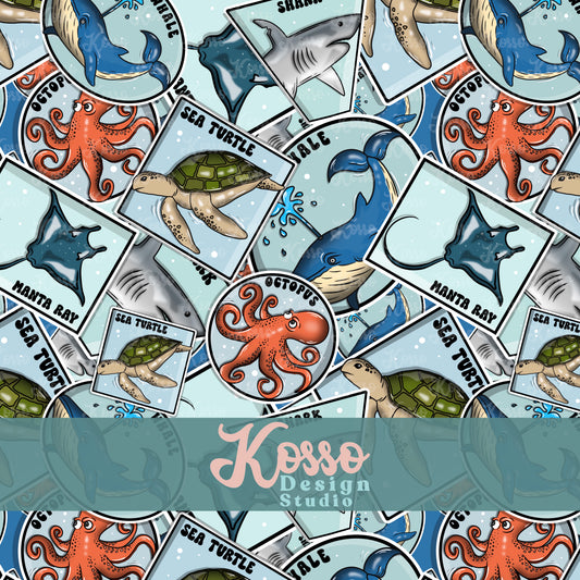 Marine Animal Stickers - Limited Exclusive- Seamless Design (10 available)