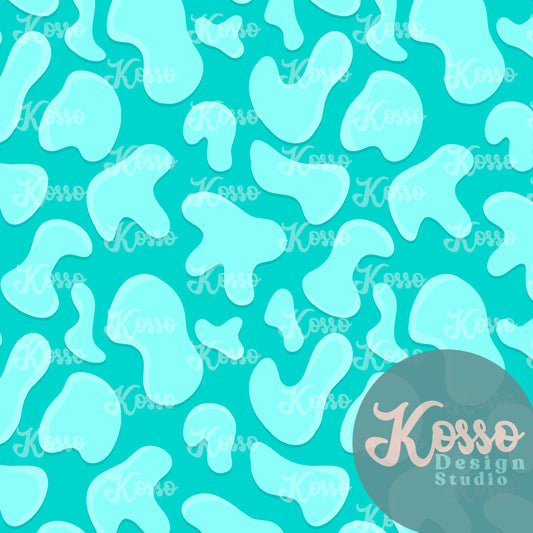 Turquoise Cow Print- Non Exclusive- Seamless Design