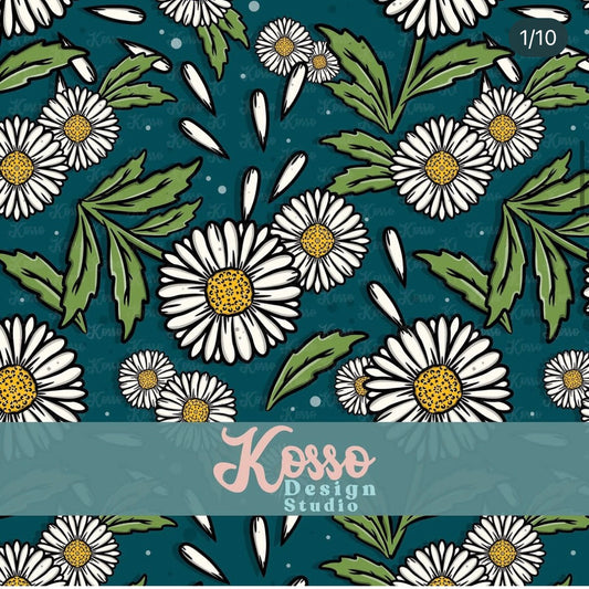 Daisy Teal Exclusive colourway Seamless Design