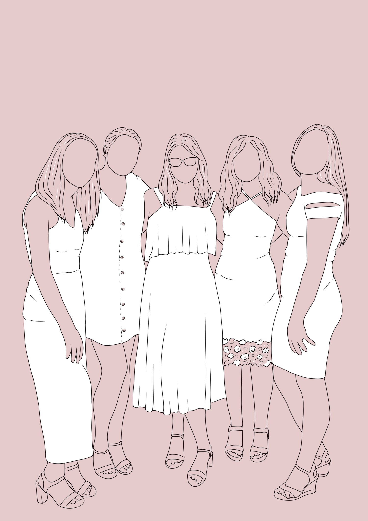 Faceless Line Illustration - Tidey Illustrations 