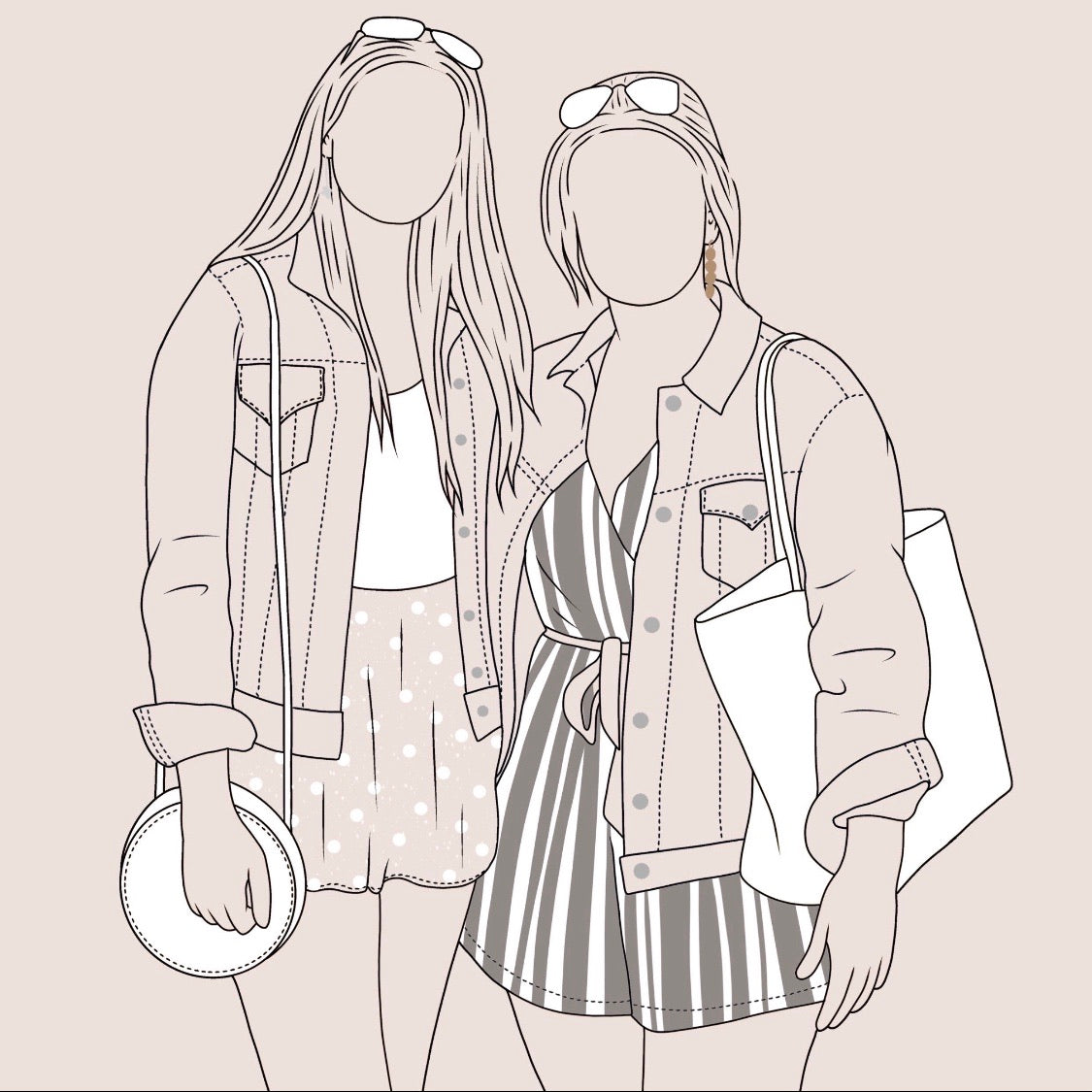 Faceless Line Illustration - Tidey Illustrations 